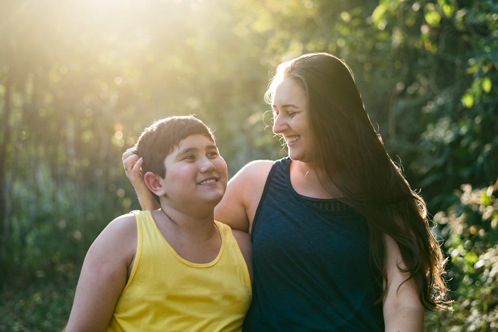 Teen boy and mother